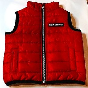 Calvin Klein Jeans kids red quilted puffer ski vest sz 12M